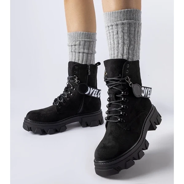 Gemre Čierne čižmy s ozdobným odopínacím remienkom Marco 65418679