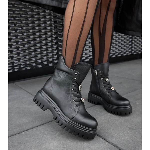 Gemre Čierne kožené zateplené čižmy Karino 65418688