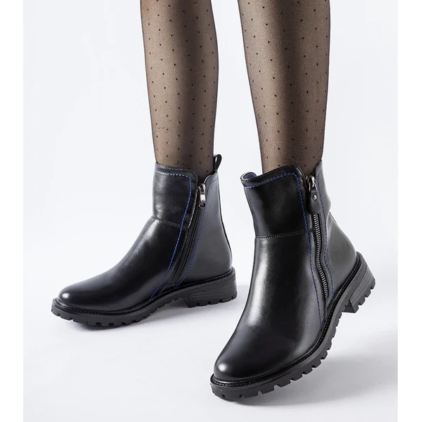 Gemre Čierne čižmy s ozdobnou modrou nitkou Nereo 65418691