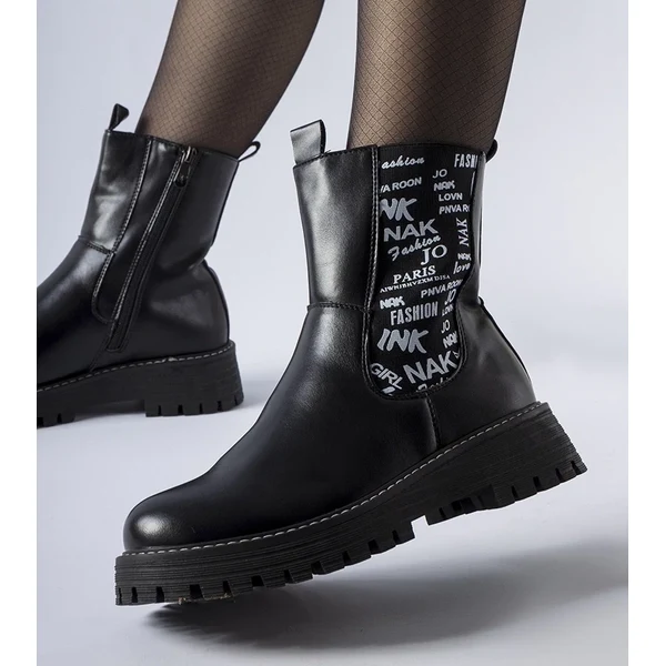 Gemre Čierne zateplené čižmy s nápisom Barbena 65418700