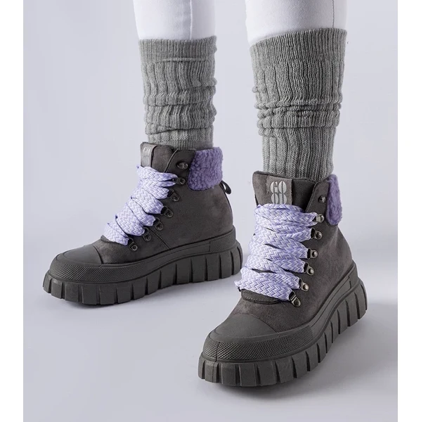 Gemre Sivé čižmy s fialovými akcentmi Roanoke 65418726