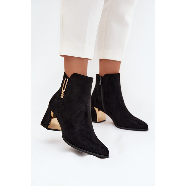 Boto Dámske čižmy na opätku so zlatými detailmi čierne Kalivra 65419173