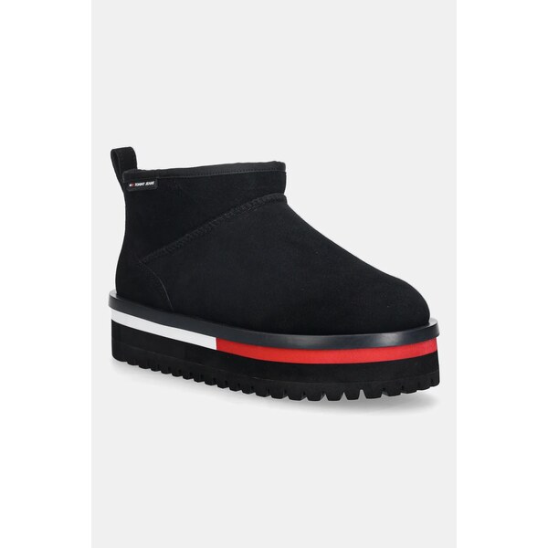 Semišové snehule Tommy Jeans TJW FLATFORM SNOW BOOT SUEDE 65439234
