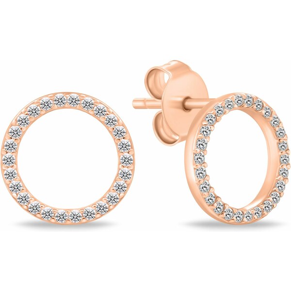 Brilio Silver Nadčasové bronzové náušnice kruhy so zirkónmi EA1072R 66584074