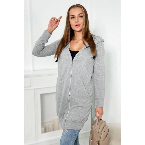 Fashionweek Dámska maxi bavlnená mikina so zipsom K8924 65424637