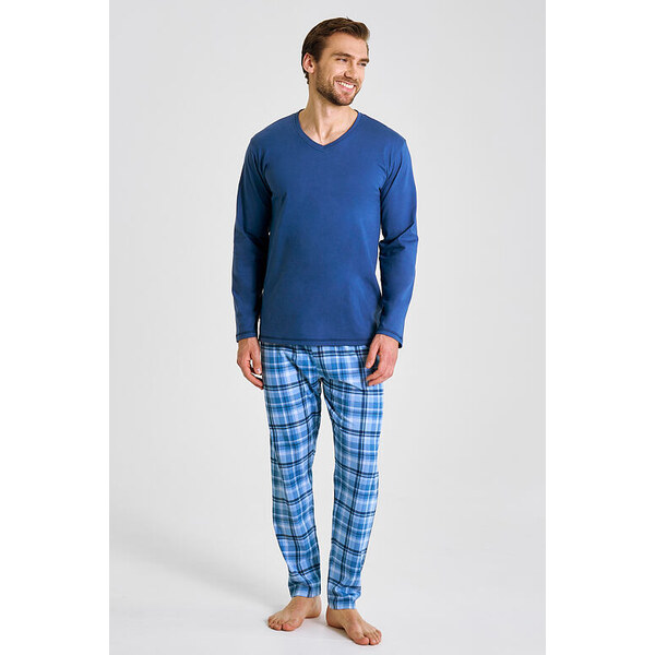 Taro Bavlnené pánske pyžamo Mark modré 65481292