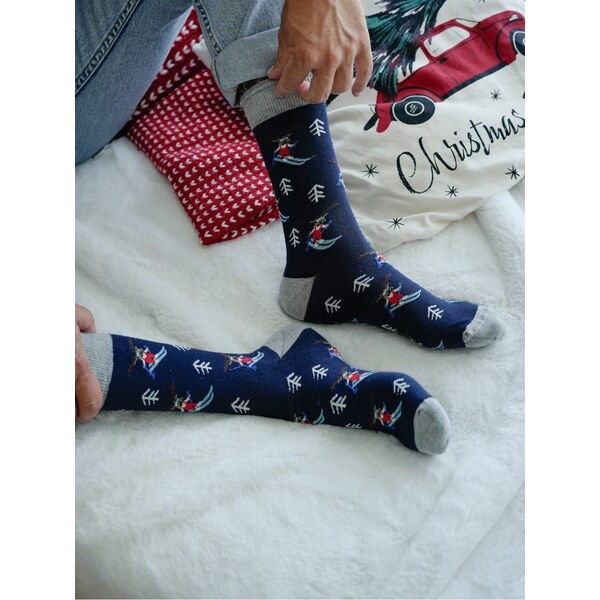 Modré pánske ponožky so sobom 65450784