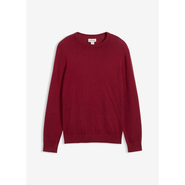 bonprix Pulóver, jemne pletený, z mäkkého mixu bavlny, farba červená 65431898