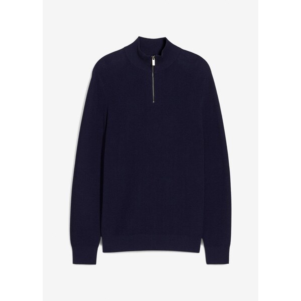 bonprix Pulóver s légou z čistej bavlny, farba modrá 65431920