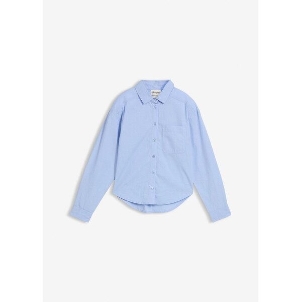 bonprix Oversize-blúzka z čistej bavlny, farba modrá 65431956