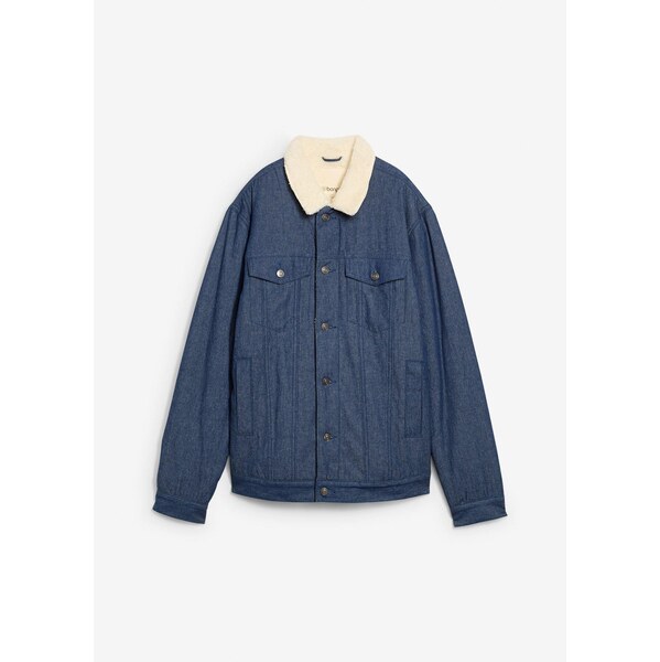 bonprix Džínsová bunda s kožušinkovou podšívkou, farba modrá 65431977