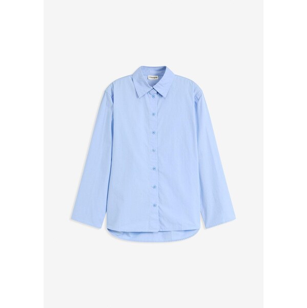 bonprix Košeľová blúzka z čistej bavlny, farba modrá 65432093