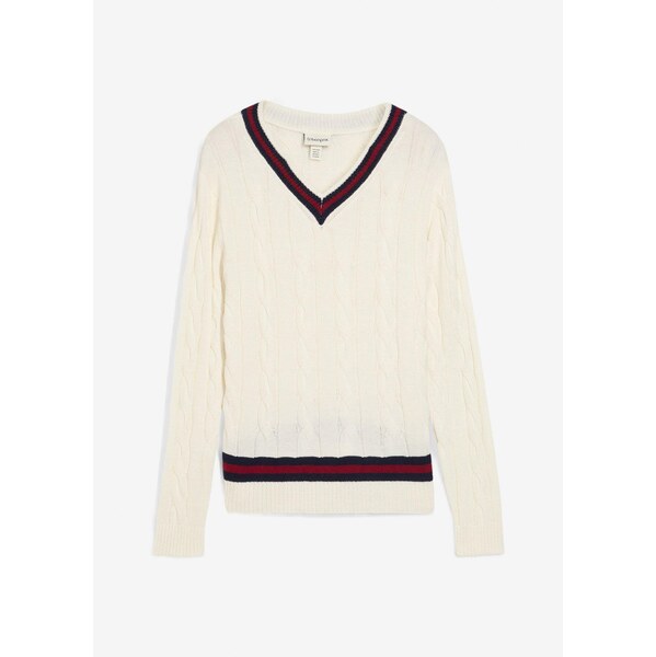 bonprix Jemne pletený pulóver s kašmírom, farba biela 65432137