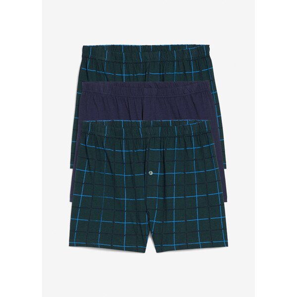 bonprix Voľné džersejové boxerky z mäkkej bavlny (3 ks), farba zelená 65432171