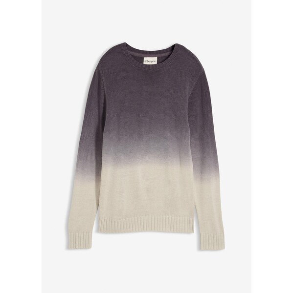 bonprix Pletený pulóver s farebným prielivom, farba šedá 65432183