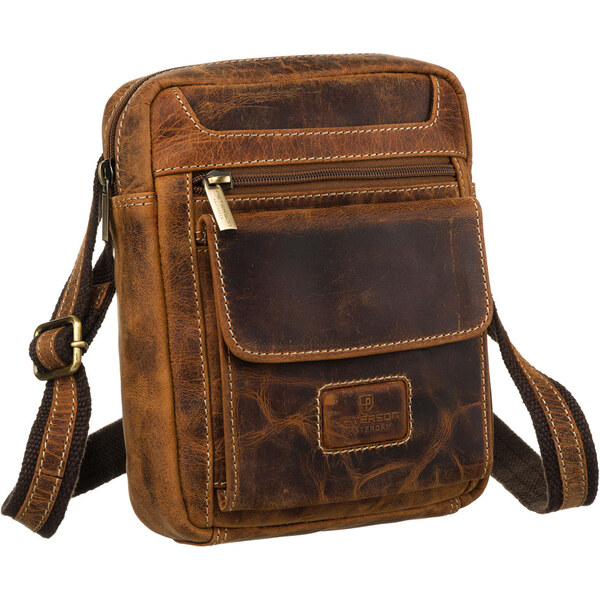 Malá pánska hnedá kožená crossbody taška Peterson s množstvom 65432982
