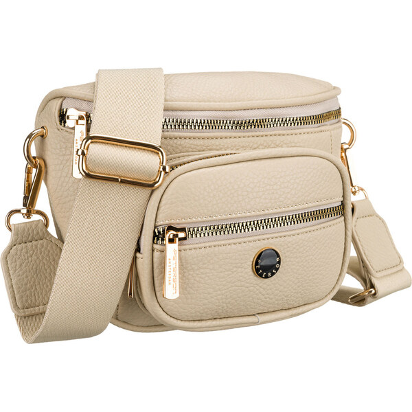 Béžová dámska ľadvinka Peterson z ekologickej kože so zipsovým 65432984