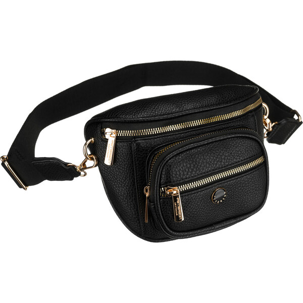 Čierna dámska ľadvinka Peterson z ekologickej kože so zipsom a zlatými 65432985