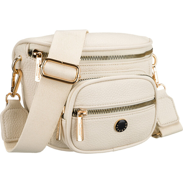 Svetlobéžová dámska ľadvinka Peterson z ekologickej kože so zlatými 65432983