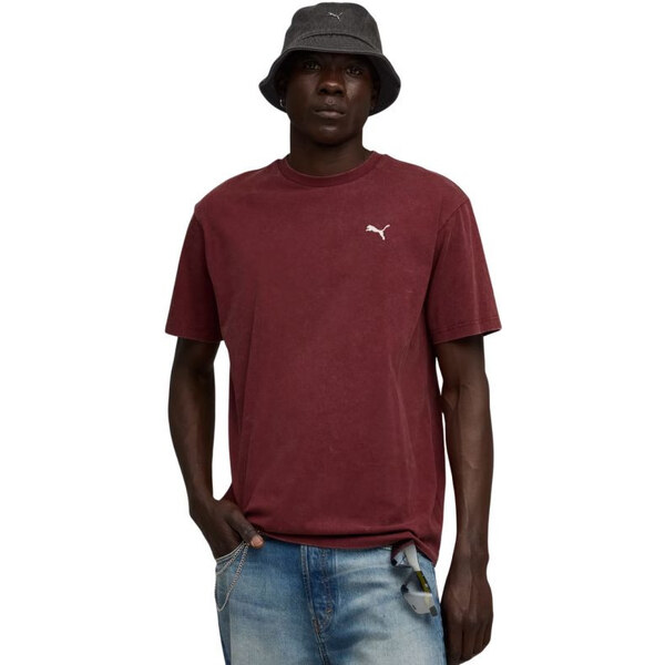 Puma Ess Elevated Relaxed Wash Tee bordová 688048 96 pánske 65555693