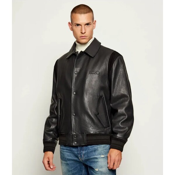 HUGO Kožená bunda Lewick | Relaxed fit 65434205