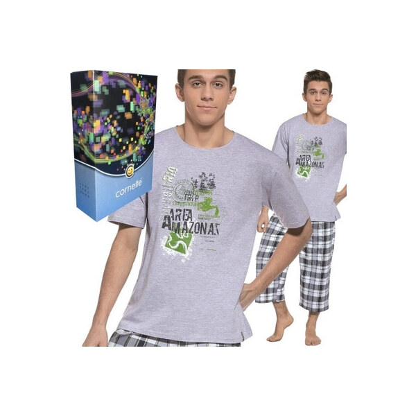 Junior chlapčenské 3/4 176pyžamo Amatonas 554/15 šedo-zelená - 43576745