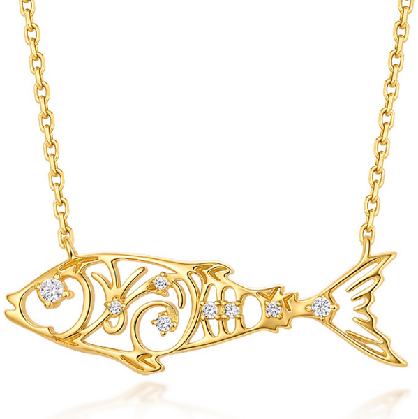 Olivie Strieborný náhrdelník ZLATÁ RYBKA 9574 65463364