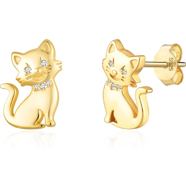 Olivie Strieborné náušnice MAČKA GOLD 9696 65451193