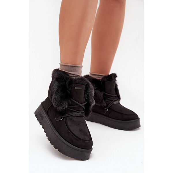 Big Star Shoes Śniegowce Damskie Na Platformie Z Futerkiem I Wiązaniem 66663559