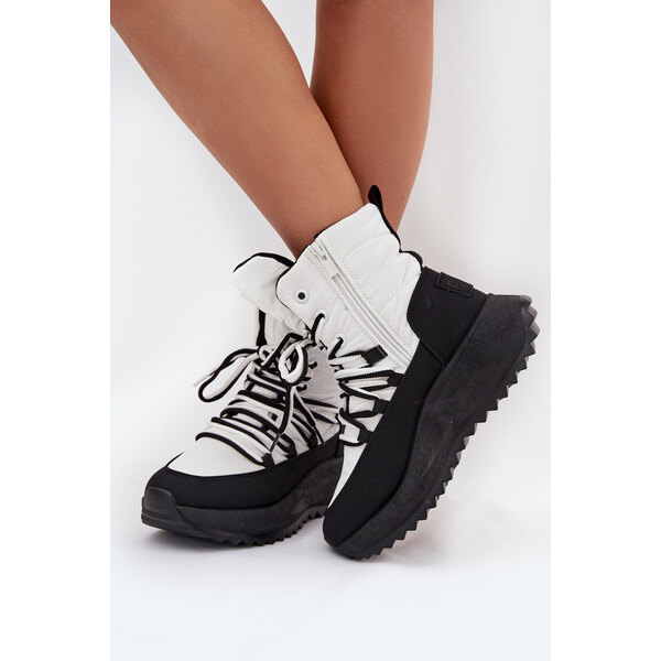 Big Star Shoes Dámske snežnice Big Star so zipsom - White/Black 65448480