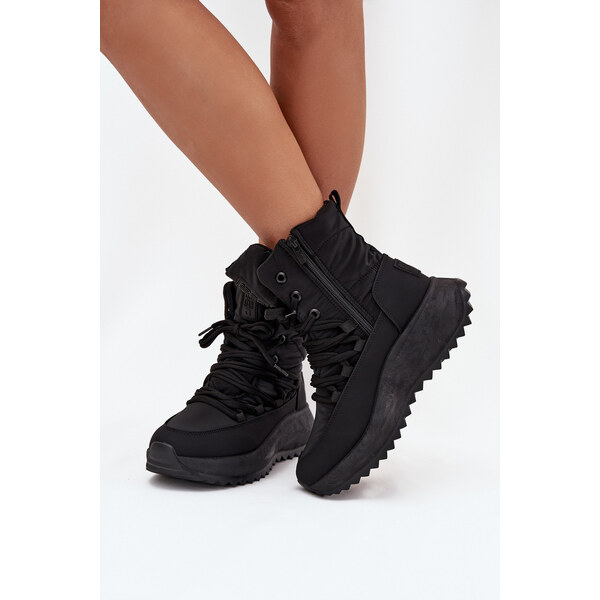 Big Star Shoes Śniegowce Damskie Na Zamek Big Star SS274059 Czarne 66663589