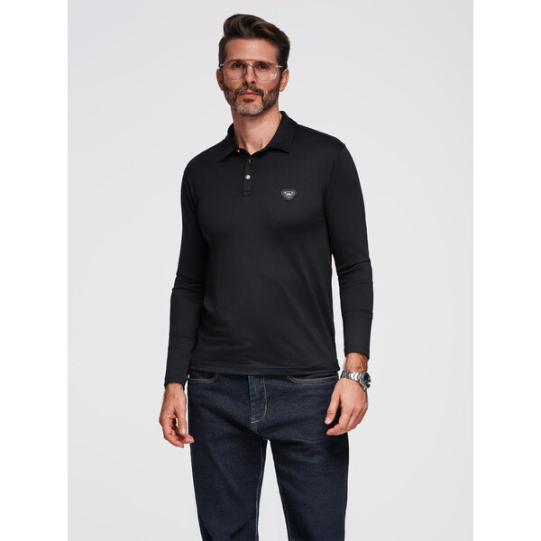 Ombre Polo long sleeve shirt with elegant branded buttons - black 65459023