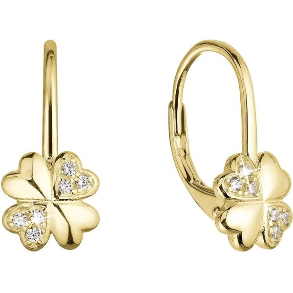 Evolution Group Pozlátené visiace náušnice so štvorlístkami 11502.1/AU 66589817