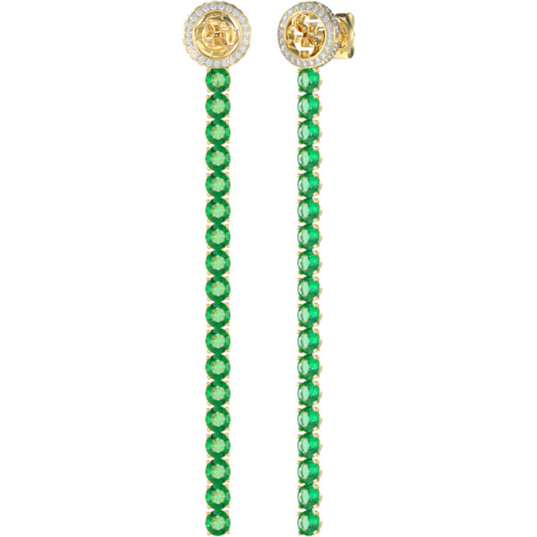 Guess Výrazné pozlátené náušnice so zelenými kryštálmi Paradise 66594580