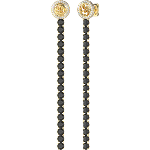 Guess Výrazné pozlátené náušnice s čiernymi kryštálmi Paradise 66594065