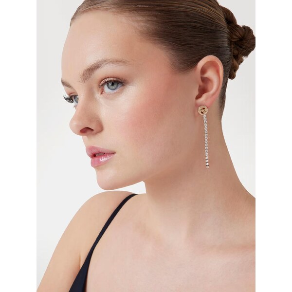 Guess Výrazné pozlátené náušnice s ružovými kryštálmi Paradise 66586851