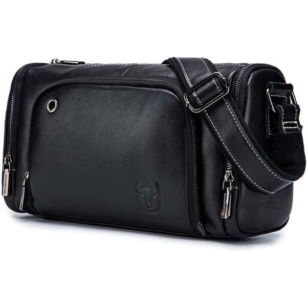 Bullcaptain pánska kožená Travel taška Ernest Čierna 65227016