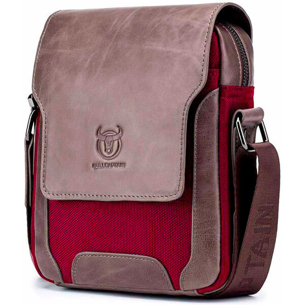 Bullcaptain pánska kožená messenger taška Rainier Šedá 65226950
