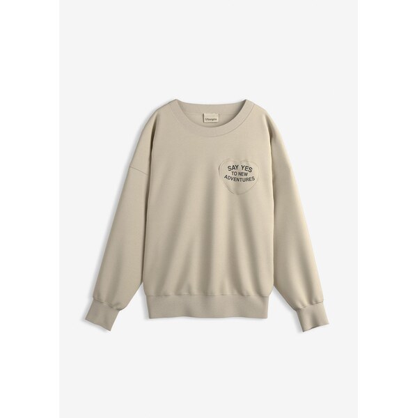 bonprix Mikina oversize z mäkkého bavlneného mixu, farba béžová 66891035