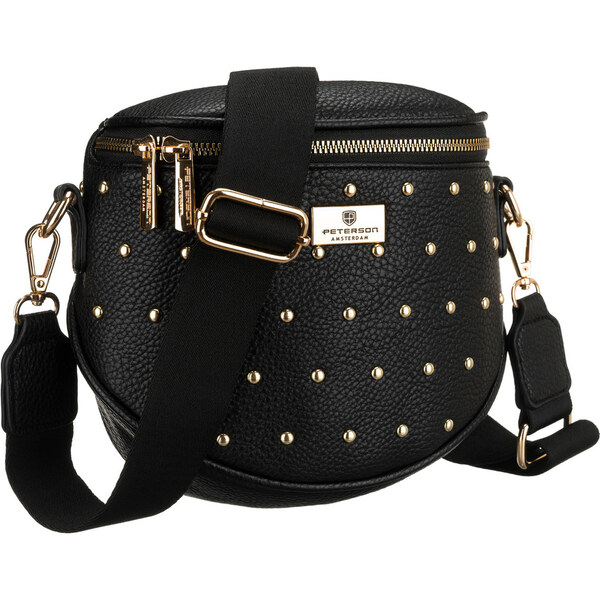 Peterson Čierna dámska ľadvinka z ekologickej kože so zdobením cvokmi 65454809