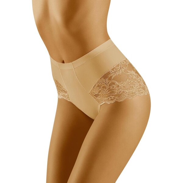 Wol-Bar Vyššie sťahovacie nohavičky s čipkou Slimea béžové, Farba 20742736