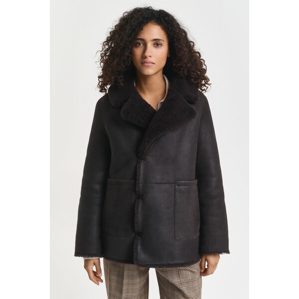 BUNDA GANT REVERSIBLE SHEARLING PEACOAT DEEP BROWN 65451062
