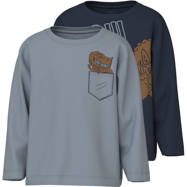 NAME IT Tričko NMMVILASSE námornícka modrá / hnedá / sivá 65664937