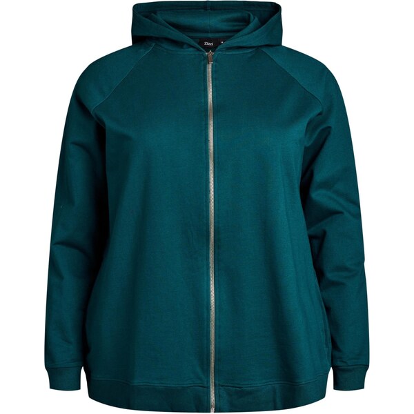 Zizzi Tepláková bunda Ani smaragdová / biela 65662311