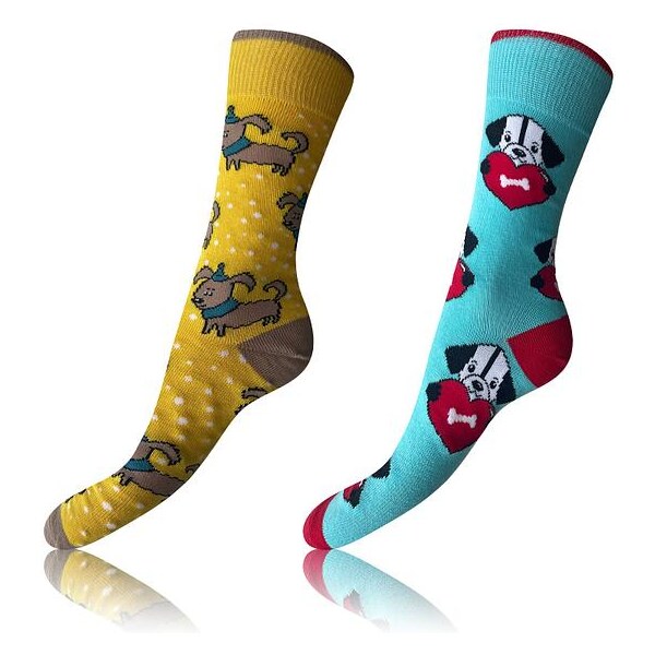 Bellinda CRAZY SOCKS 2x - Veselé ponožky 2 páry - svetlo modrá - žltá 56945841