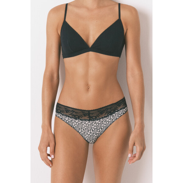 womensecret Klasické vzorované nohavičky s čiernou čipkou 65459397