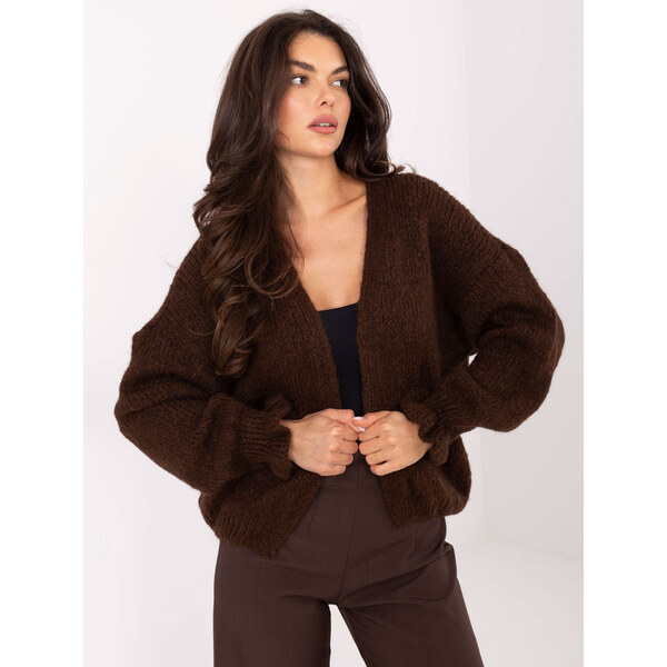 RUE PARIS Tmavohnedý dámsky kardigán s viskózou MI-SW-0904.82-dark 66150355