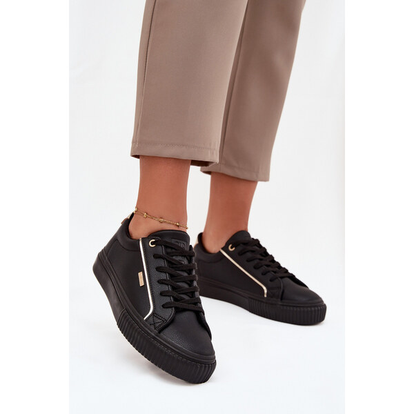 Big Star Shoes Damskie Sneakersy Z Eko Skóry Big Star SS274025 Czarno 66663582