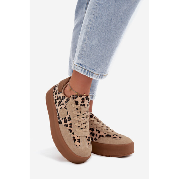 Big Star Shoes Dámske tenisky na platforme s leopardím vzorom Big Star 65460263