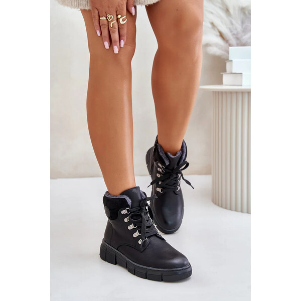 Kesi Dámske zateplené členkové tenisky na zips Black Mevanisa 65460403